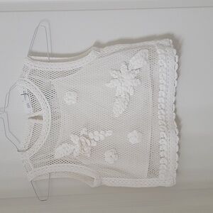 Zara Sleeveless, Crochet / Knitted Mesh Top, Ivory, NEW, Size 11-12 Years